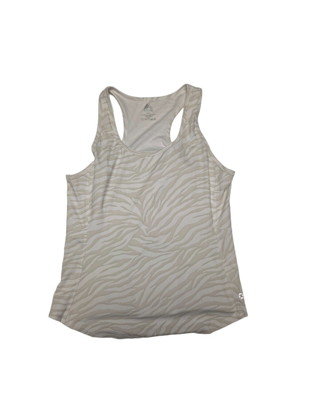 RBX Women Beige White Zebra Print Athletic Workout Tank Top Size M